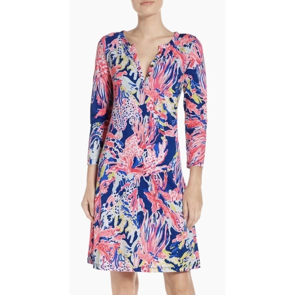 New Lilly Pulitzer Banyan Indigo Sunken Treasure Reduced‎ Tunic Dress Sz M Coast